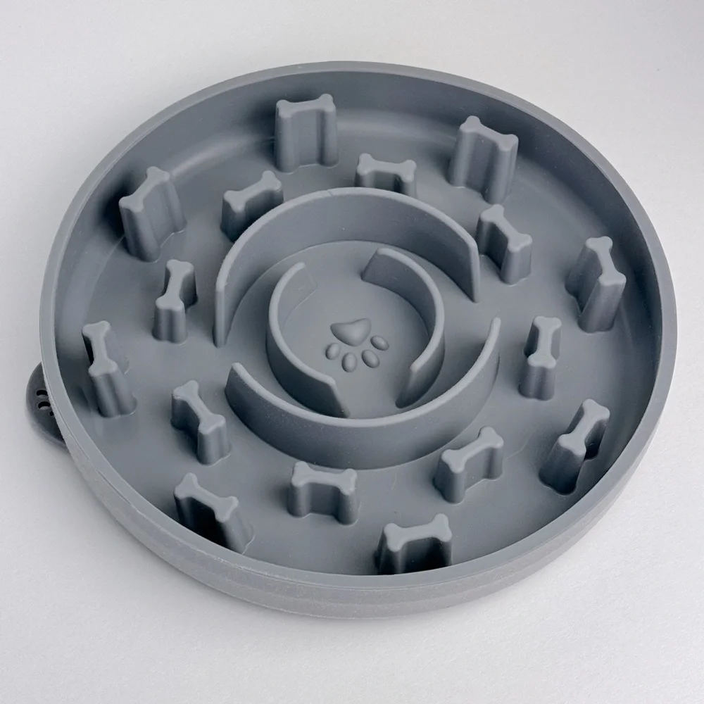 Slow Feeder Pet Bowl Gray NIB NEW